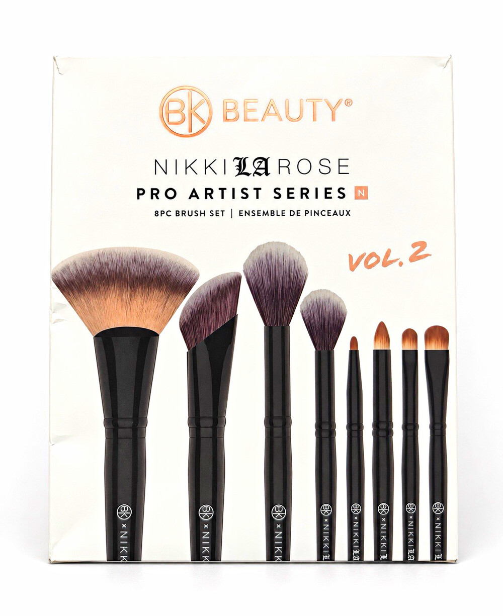 BK Beauty Nikki La Rose Pro Artist Series Vol. 2 Vegan 8PC Brush Set Black